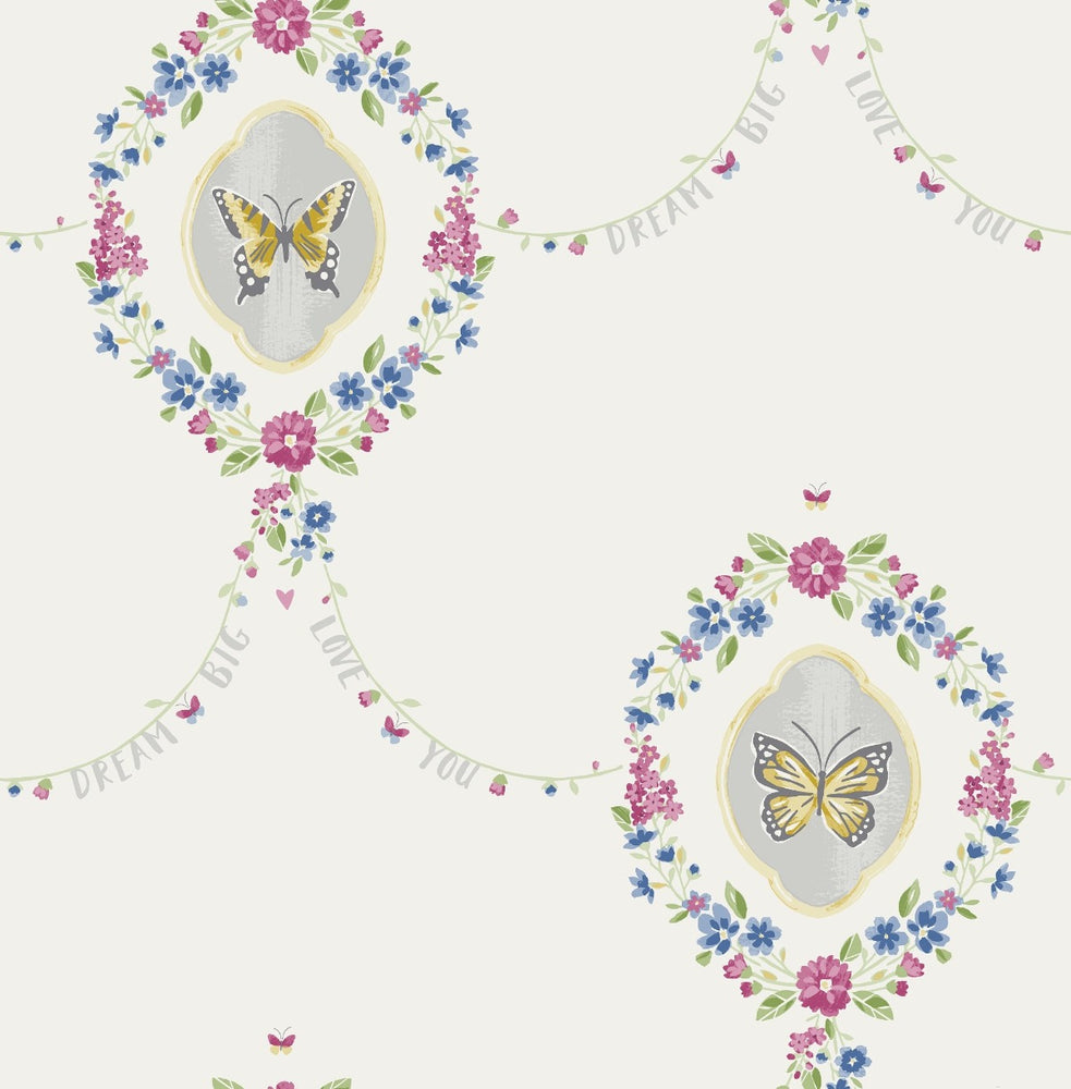 FA41401 flutter butterfly kids wallpaper from the Playdate Adventure collection by Seabrook Designs