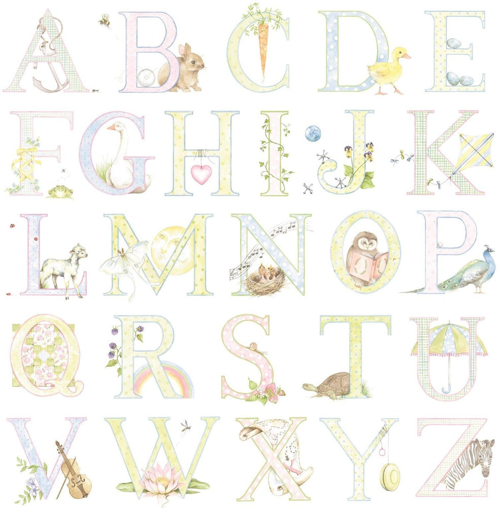 DA62001 alphabet nursery wallpaper from the Day Dreamers collection by Seabrook Designs