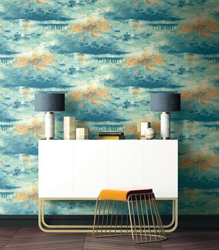 FI70004 nautical sunset scenic wallpaper decor from the French Impressionist collection by Seabrook Designs