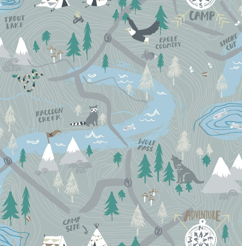 FA41908 campground nursery wallpaper from the Playdate Adventure collection by Seabrook Designs