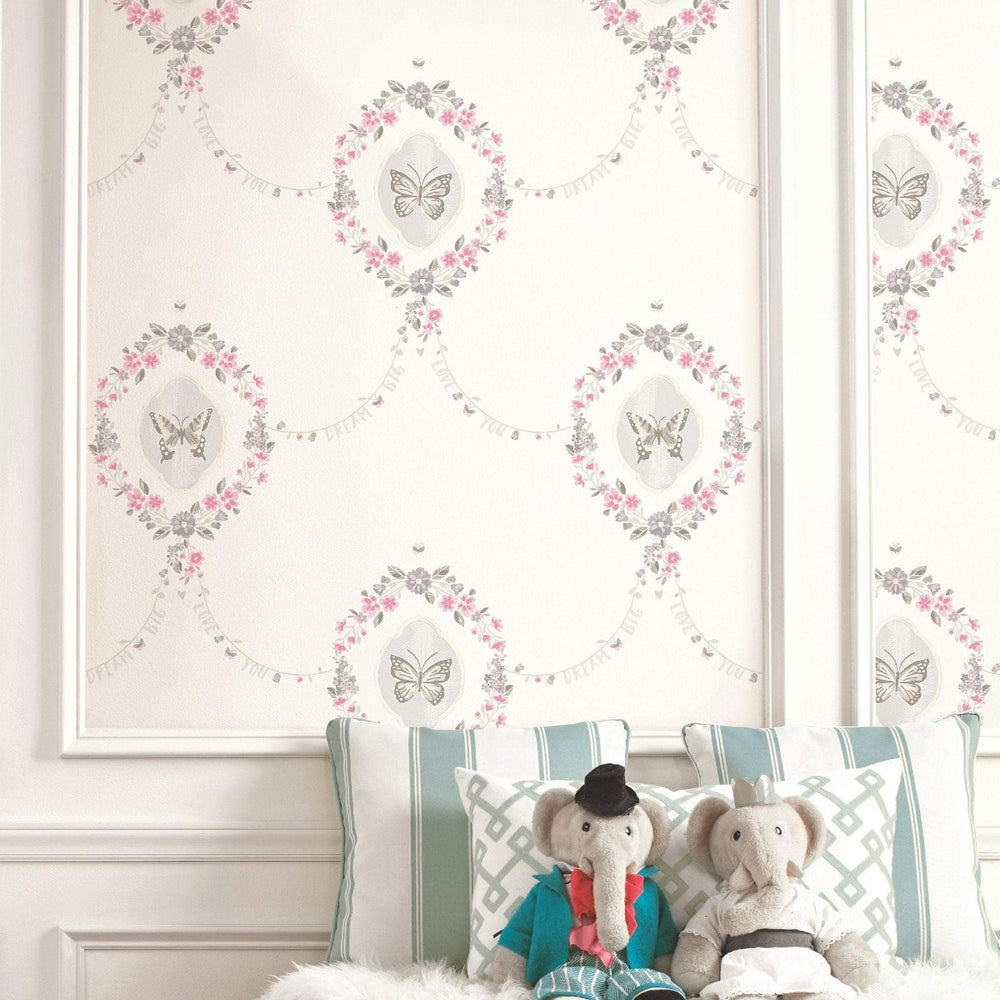 FA41408 flutter butterfly kids wallpaper nursery from the Playdate Adventure collection by Seabrook Designs