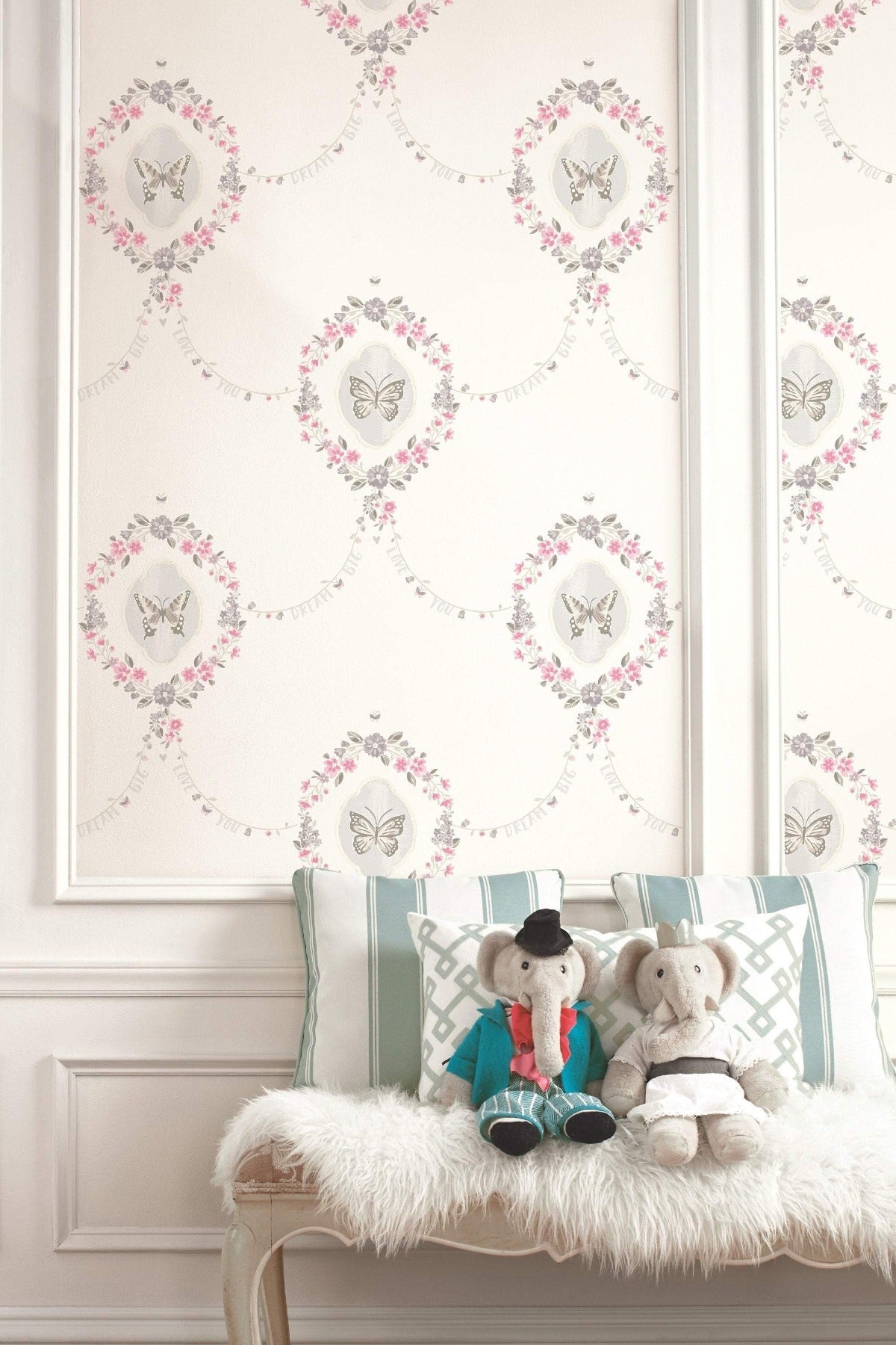 FA41408 flutter butterfly kids wallpaper nursery from the Playdate Adventure collection by Seabrook Designs