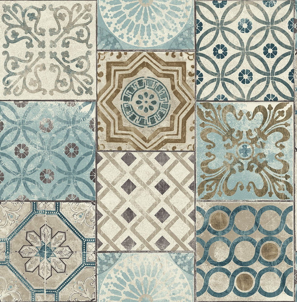 RN71402 Nevaeh faux moroccan tile wallpaper from Say Decor