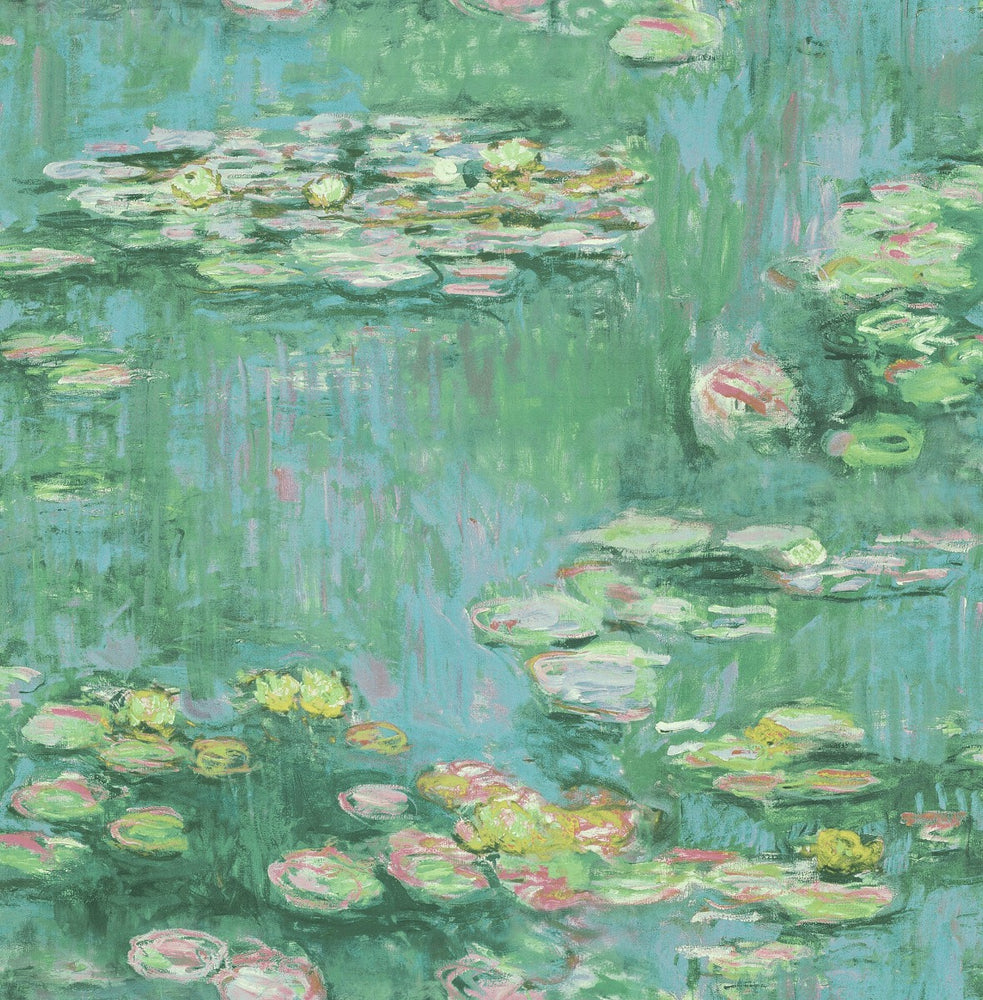 FI71504 water lillies botanical wallpaper from the French Impressionist collection by Seabrook Designs