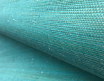 Natural Jute Teal Grasscloth Wallpaper