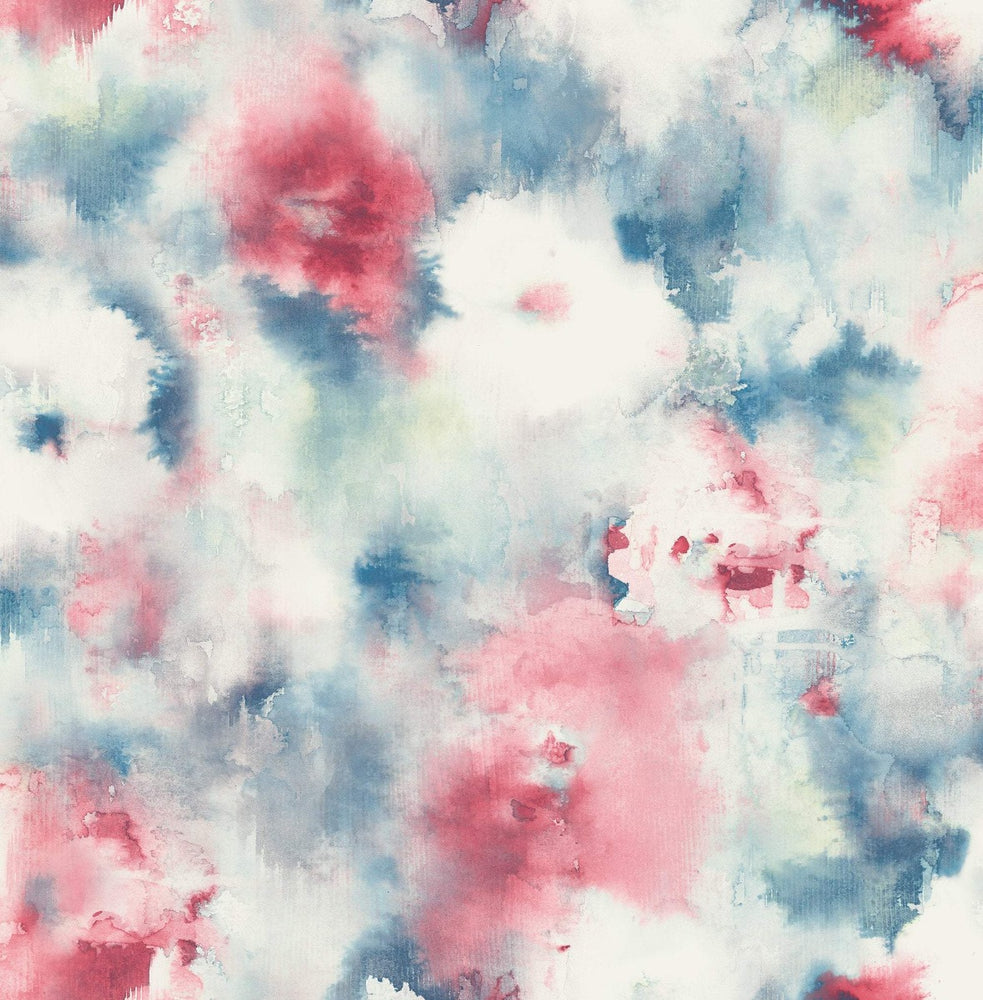 AH40911 red watercolor floral wallpaper from the L'atelier de Paris collection by Seabrook Designs