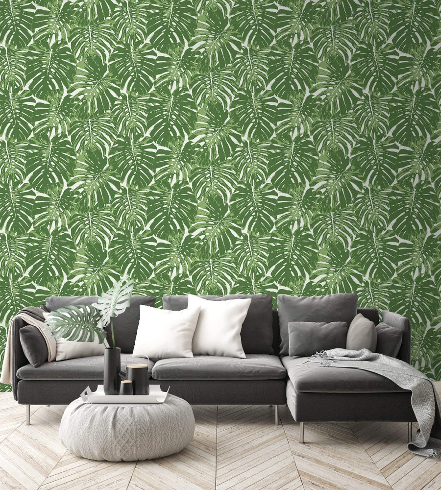 TA20004 Jamaica palm leaf wallpaper decor from the Tortuga collection by Seabrook Designs