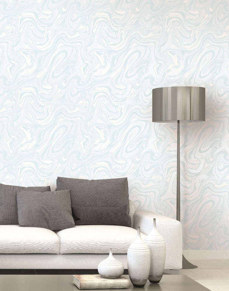 RL60902 blue mindy marbled wallpaper from the Retro Living collection by Seabrook Designs