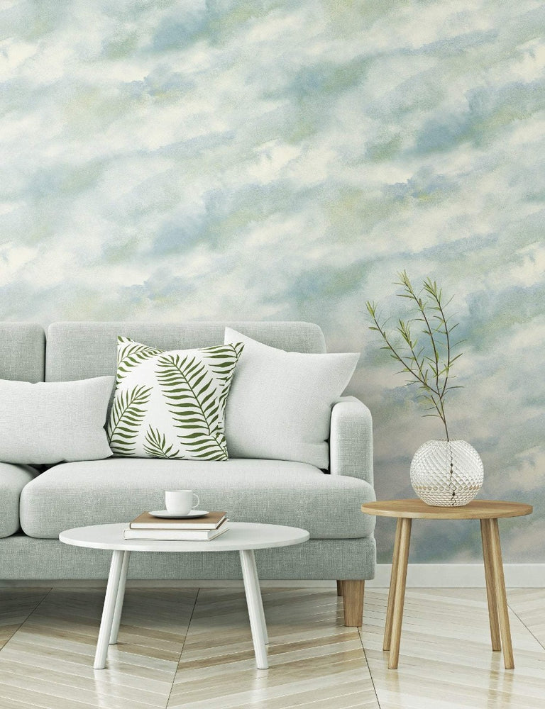 AH41402 living room cloudy faux abstract wallpaper from the L'Atelier de Paris collection by Seabrook Designs