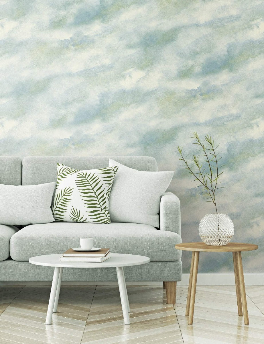 AH41402 living room cloudy faux abstract wallpaper from the L'Atelier de Paris collection by Seabrook Designs