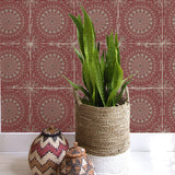 RY30710 mandala tile rustic wallpaper from the Boho Rhapsody collection by Seabrook Designs