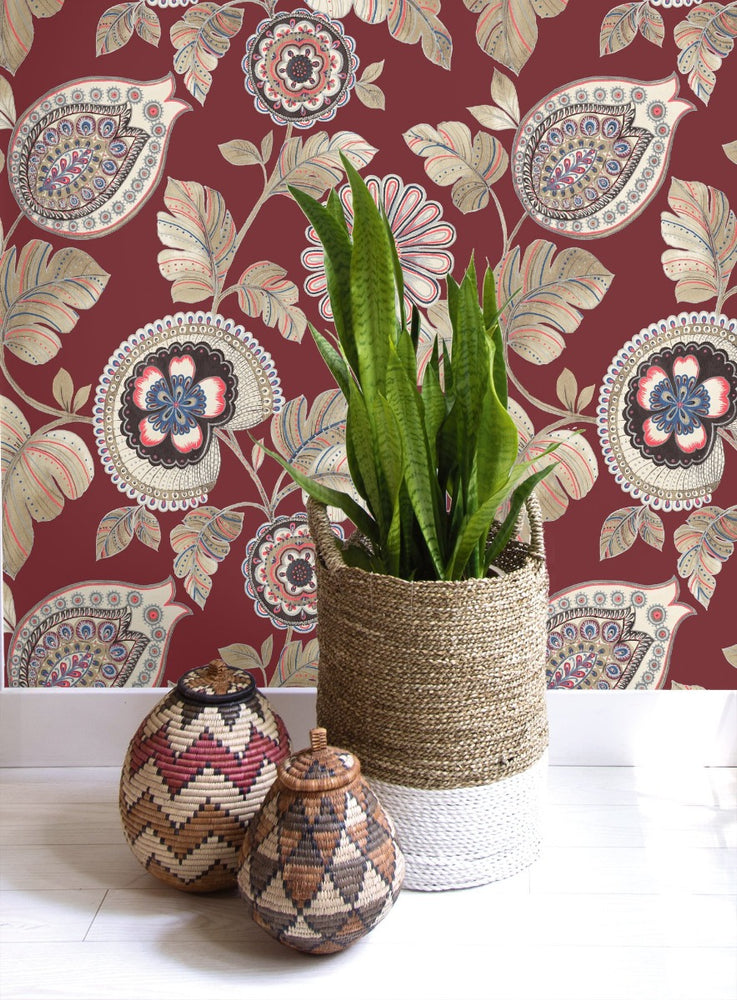 
                  
                    RY31200 calypso paisley leaf botanical wallpaper from the Boho Rhapsody collection by Seabrook Designs
                  
                