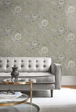 MK20300 linework floral wallpaper decor from the Metallika collection by Seabrook Designs