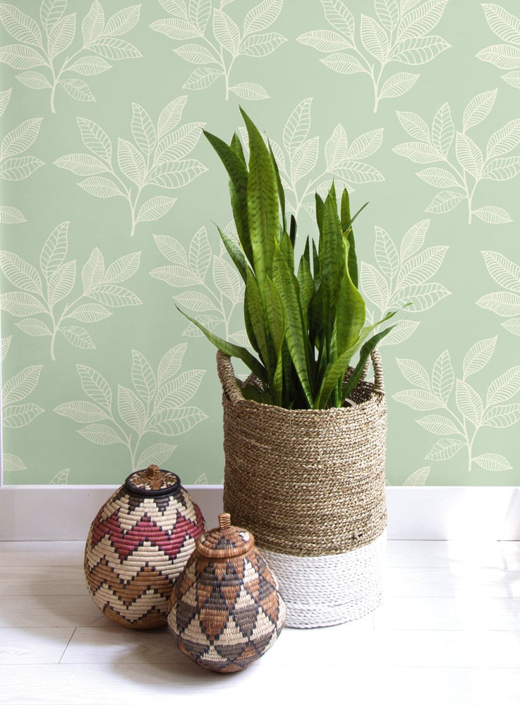 RY30804 paradise leaves botanical wallpaper from the Boho Rhapsody collection by Seabrook Designs