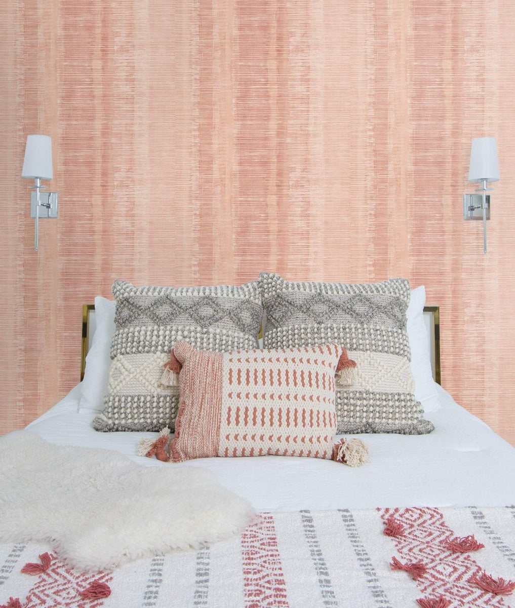 Seabrook Designs Tikki Natural Ombre Pink Sunset Wallpaper