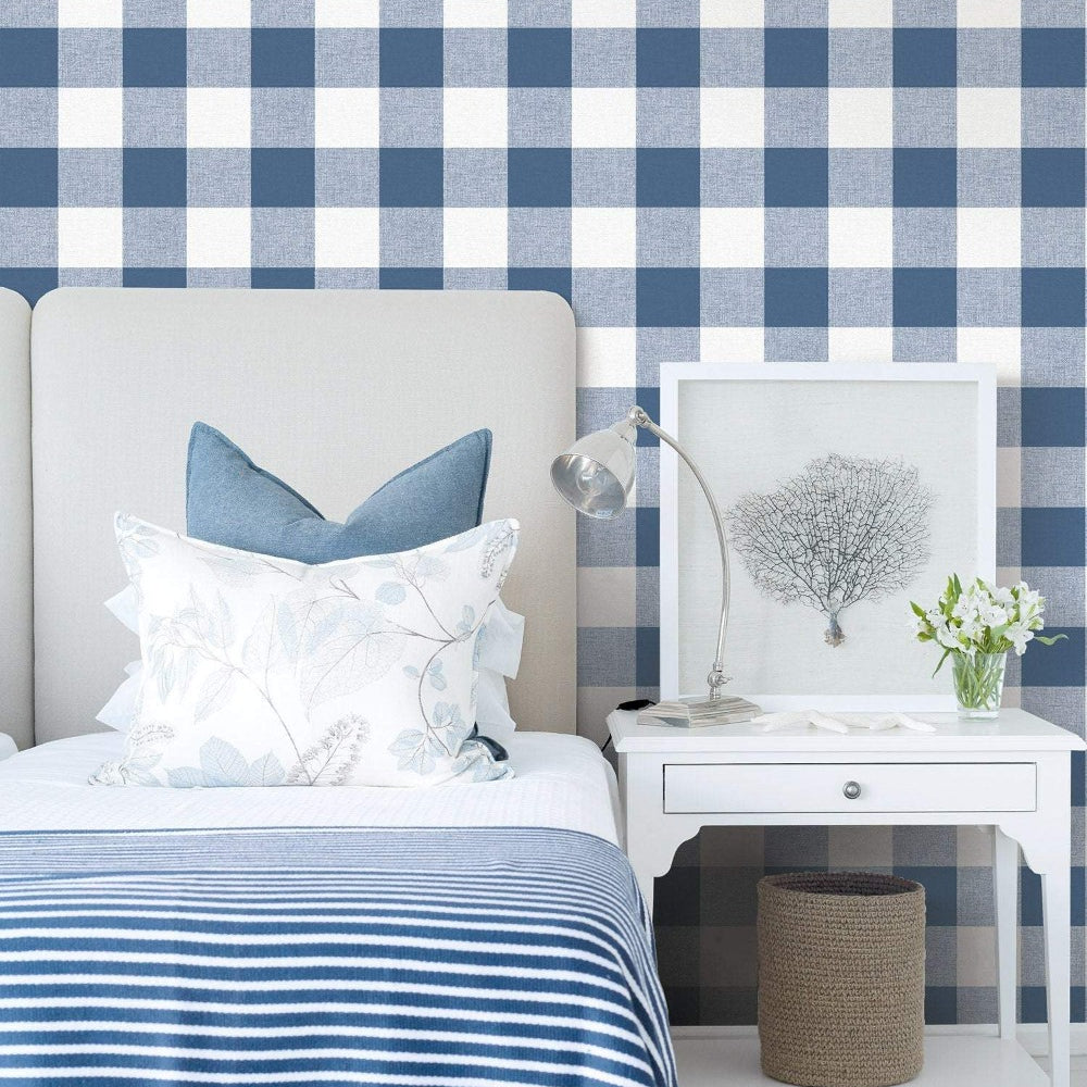 
                  
                    MB31902 bedroom blue picnic plaid coastal wallpaper from the Beach House collection by Seabrook Designs
                  
                