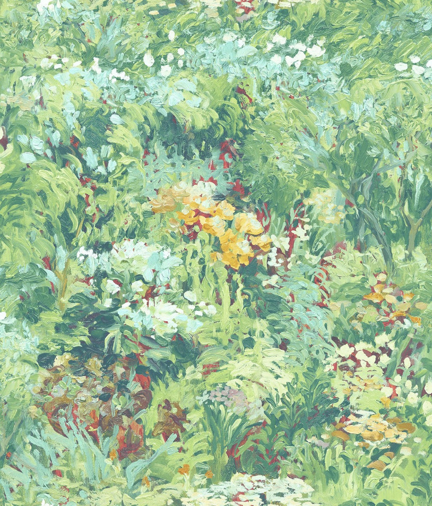 FI70703 green brushstroke garden botanical wallpaper from the French Impressionist collection by Seabrook Designs