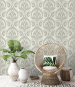 TA21008 bonaire retro damask wallpaper decor from the Tortuga collection by Seabrook Designs