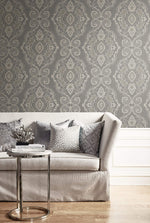 MB30300 nautical damask coastal wallpaper from the Beach House collection by Seabrook Designs