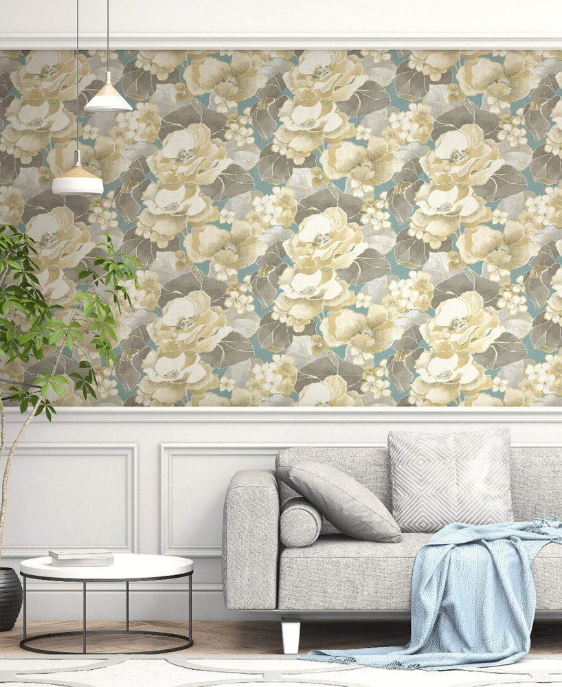 NE50502 Adorn floral wallpaper decor from the Nouveau Luxe collection by Seabrook Designs