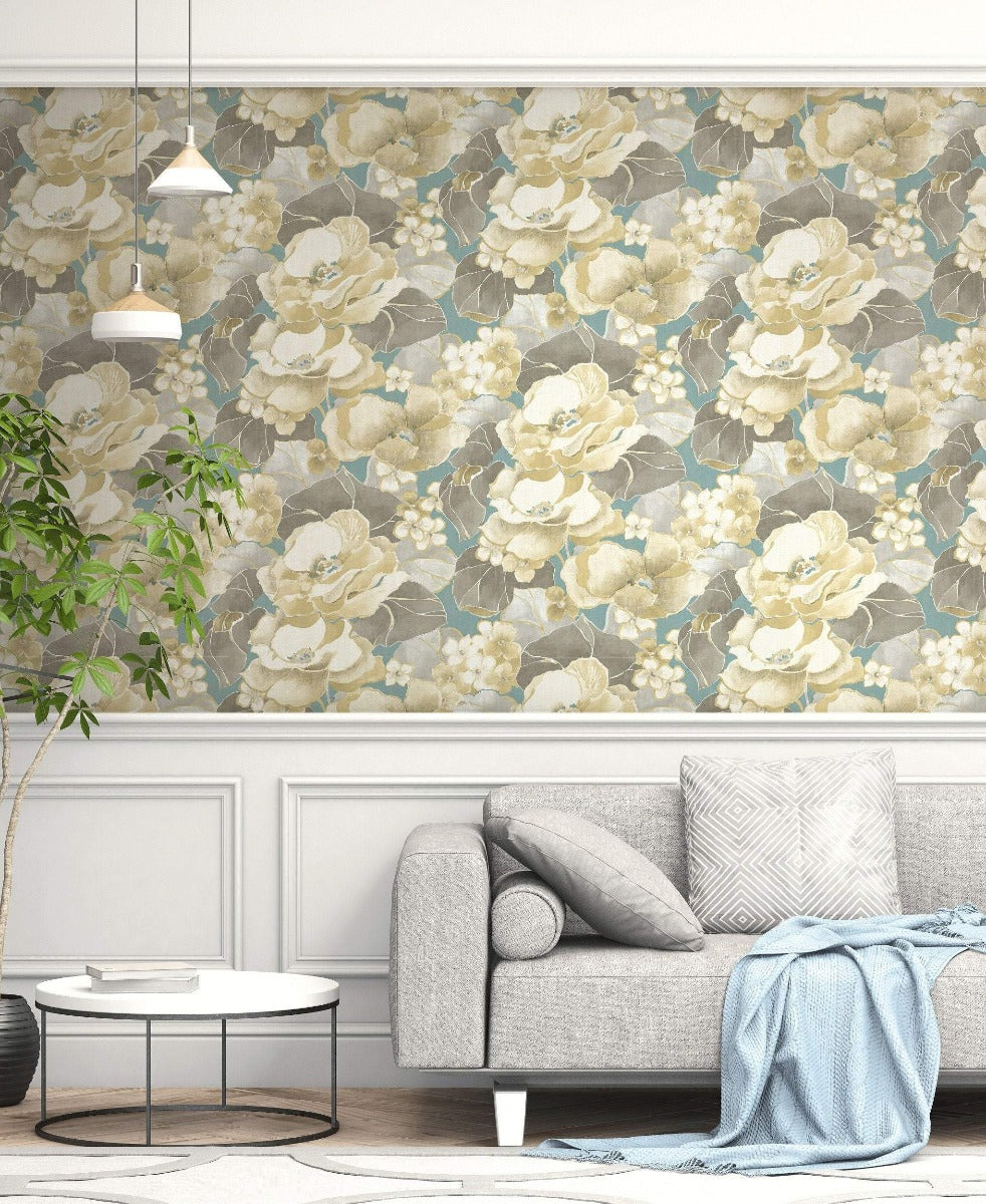 NE50502 Adorn floral wallpaper decor from the Nouveau Luxe collection by Seabrook Designs