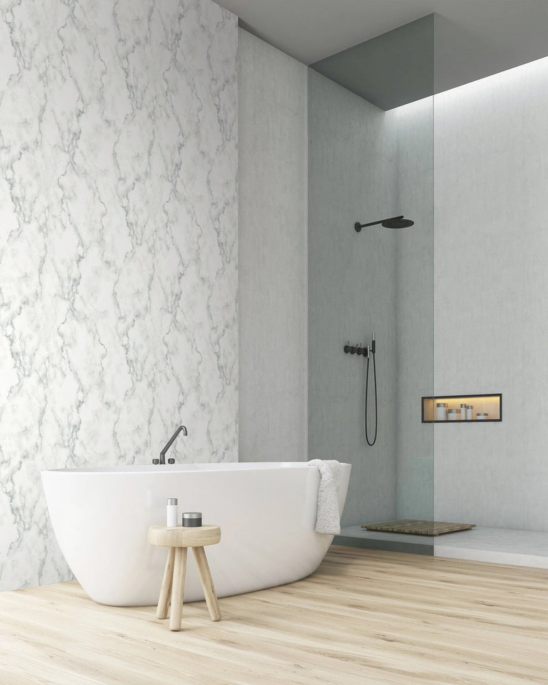 Faux Marble Silver Peel and Stick Removable Wallpaper