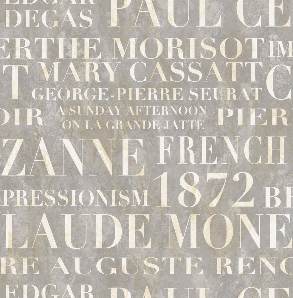 Text wallpaper FI70307 from the French Impressionist collection by Seabrook Designs