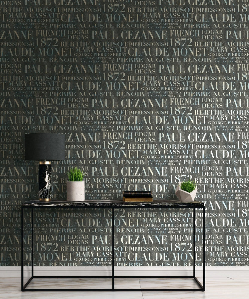 Text wallpaper FI70302 entryway from the French Impressionist collection by Seabrook Designs