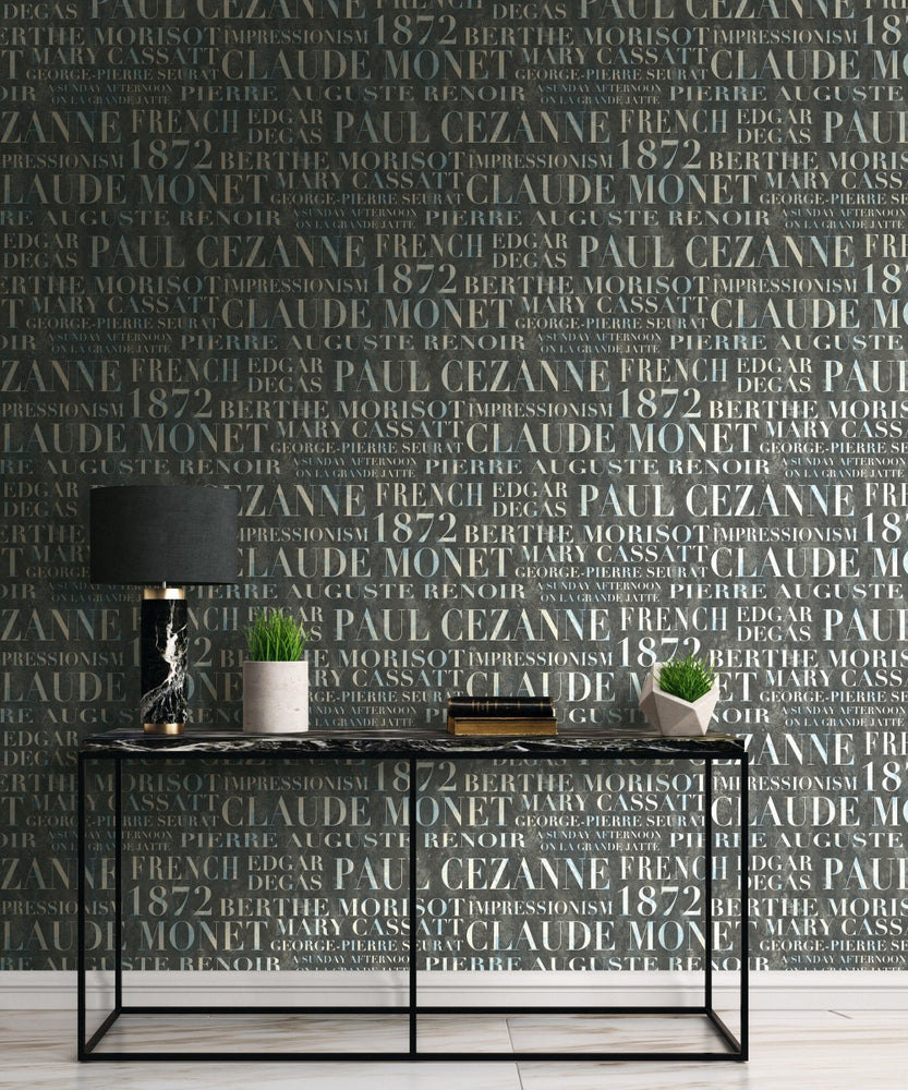 Text wallpaper FI70302 entryway from the French Impressionist collection by Seabrook Designs