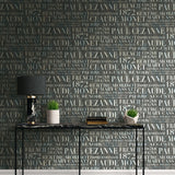 Text wallpaper FI70302 entryway from the French Impressionist collection by Seabrook Designs
