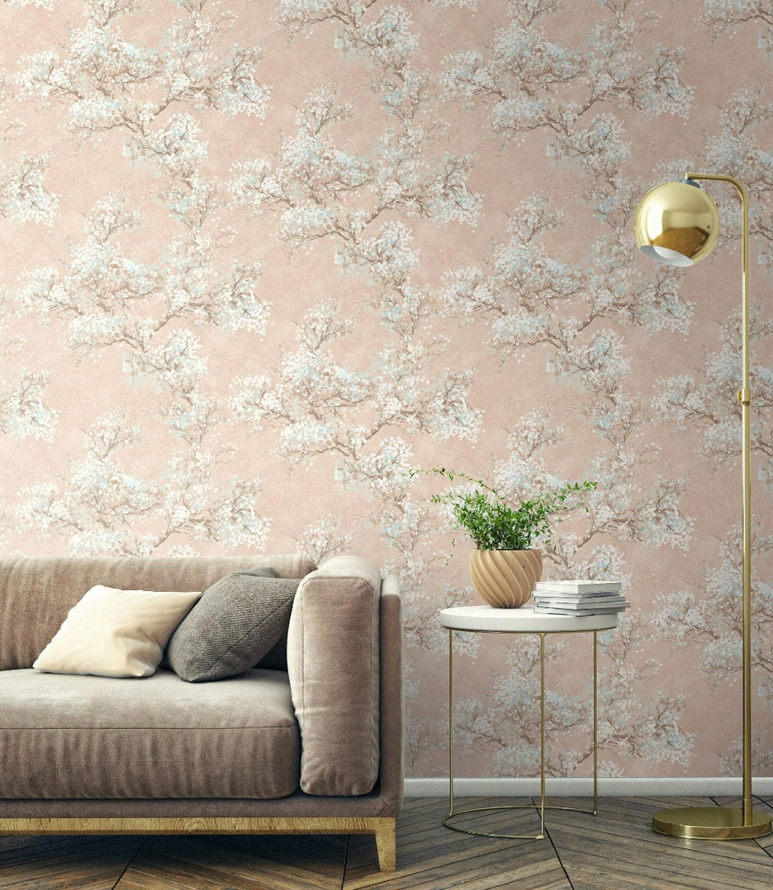 FI71101 cherry blossoms floral wallpaper living room from the French Impressionist collection by Seabrook Designs