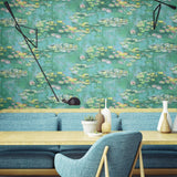 FI71504 water lillies botanical wallpaper decor from the French Impressionist collection by Seabrook Designs