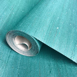 Natural Jute Teal Grasscloth Wallpaper