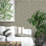 TA20400 Martinique maze geometric wallpaper living room from the Tortuga collection by Seabrook Designs