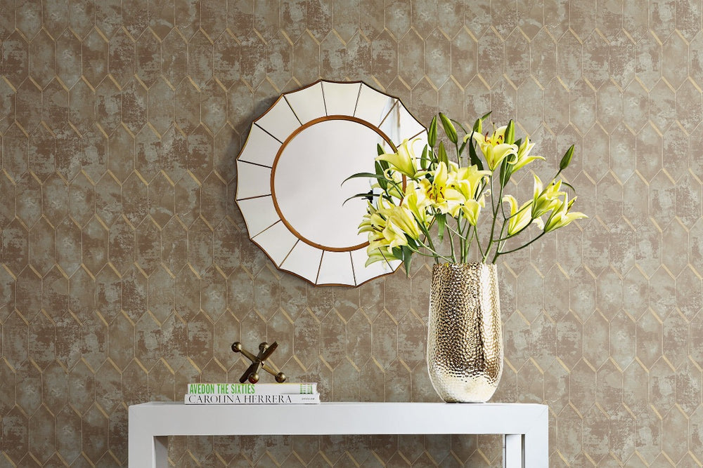 MW30906 Whitney geometric faux wallpaper decor from the Metalworks collection by Seabrook Designs