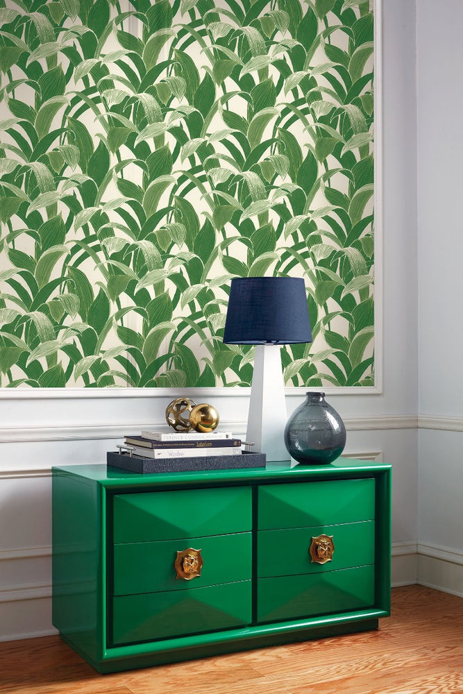 AI40304 Imperial banana leaf wallpaper decor from the Koi collection by Seabrook Designs