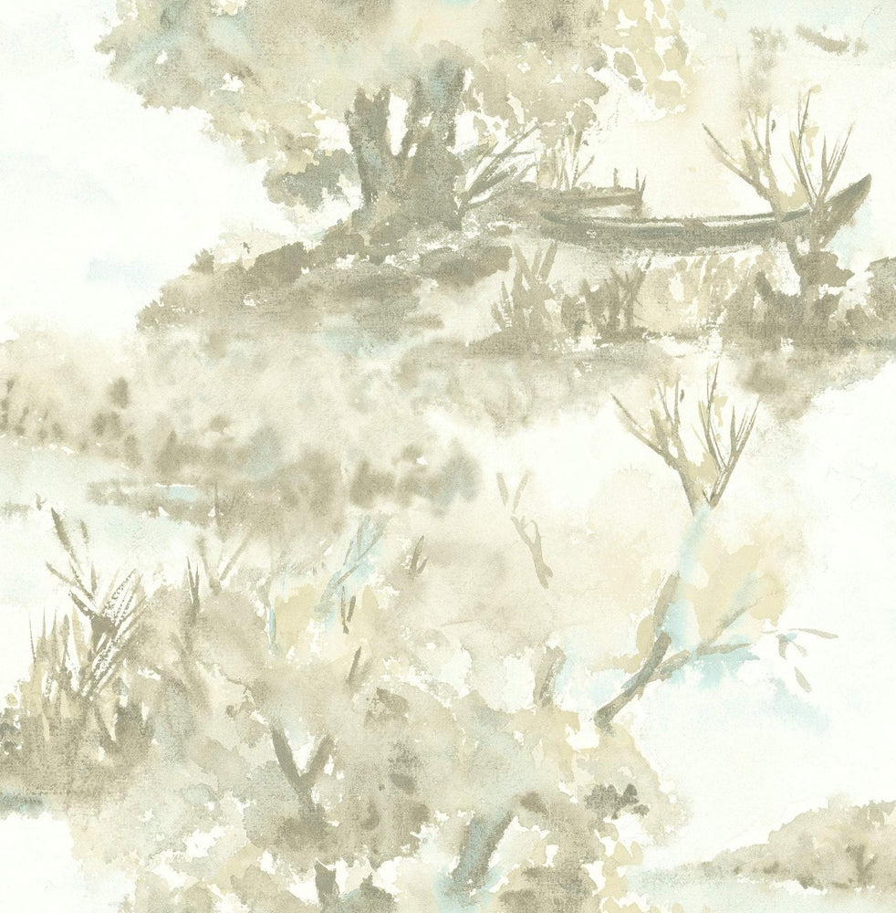 LG90605 Attersee watercolor landscape wallpaper from the Lugano collection by Seabrook Designs