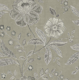MK20300 linework floral wallpaper from the Metallika collection by Seabrook Designs