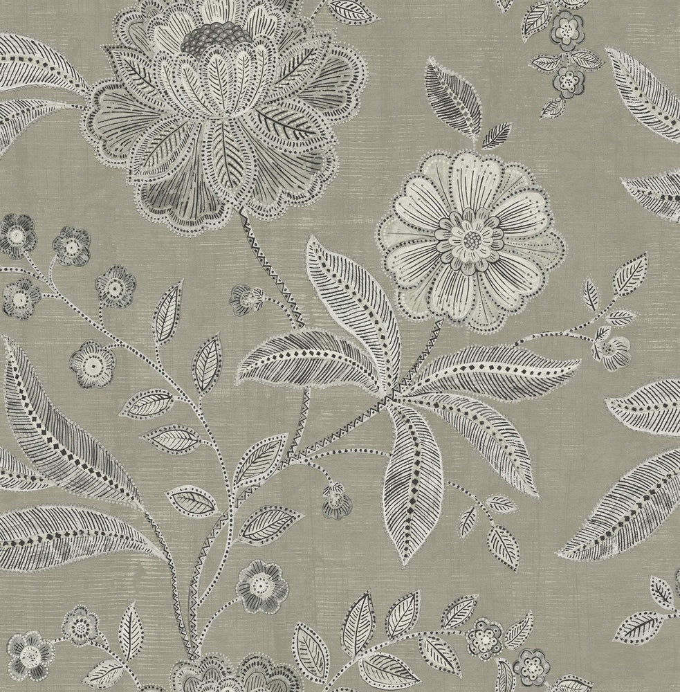 Metallika Linework Floral Unpasted Wallpaper