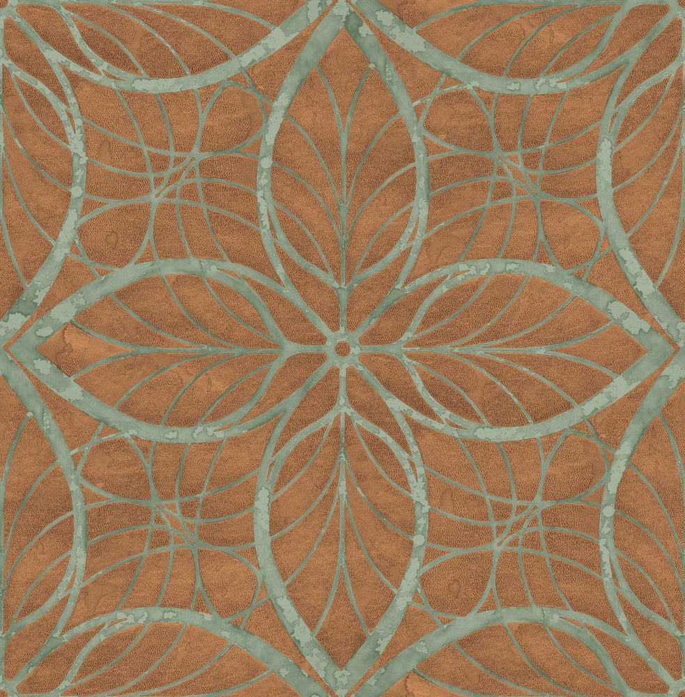 MK20507 Patina lattice rustic wallpaper from the Metallika collection by Seabrook Designs