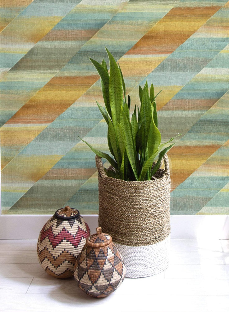 
                  
                    RY30303 rainbow diagonals striped wallpaper from the Boho Rhapsody collection by Seabrook Designs
                  
                