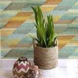 RY30303 rainbow diagonals striped wallpaper from the Boho Rhapsody collection by Seabrook Designs