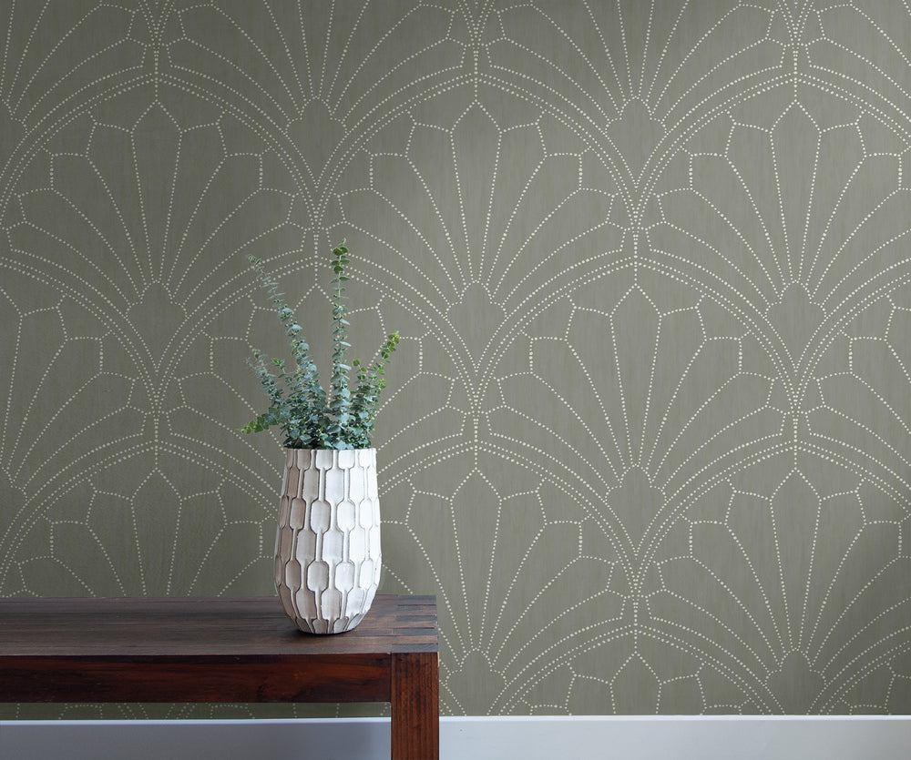 RY31515 scallop medallion geometric wallpaper from the Boho Rhapsody collection by Seabrook Designs