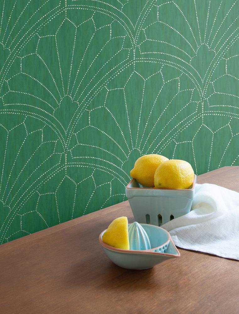 RY31504 scallop medallion geometric wallpaper from the Boho Rhapsody collection by Seabrook Designs