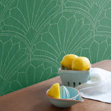 RY31504 scallop medallion geometric wallpaper from the Boho Rhapsody collection by Seabrook Designs