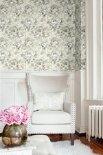 AR30500 brushstroke garden floral wallpaper living room from the Nouveau collection by Seabrook Designs