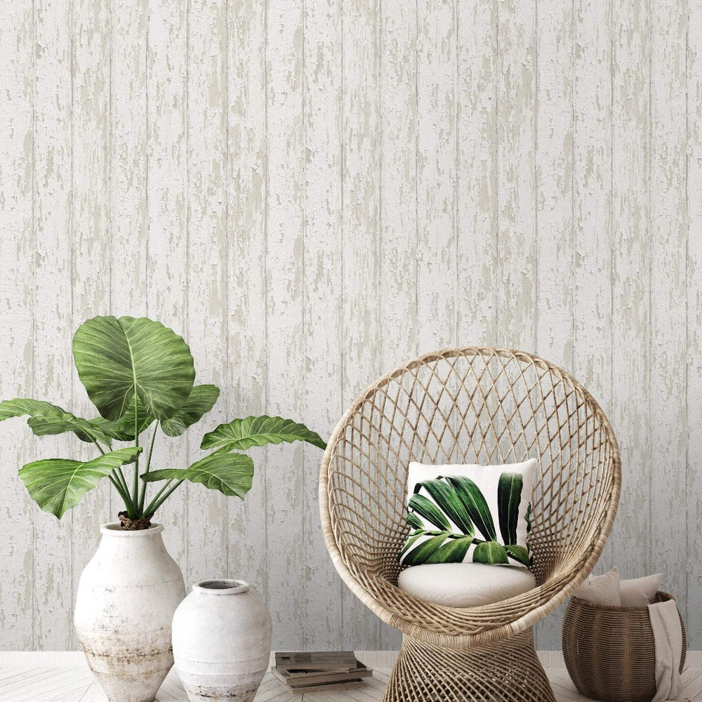 AX10605 Sumter faux wood plank wallpaper living room from Say Decor