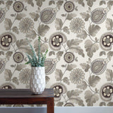 RY31200 calypso paisley leaf botanical wallpaper from the Boho Rhapsody collection by Seabrook Designs