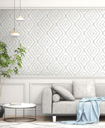 MB30905 living room gray seaside ogee wallpaper from the Beach House collection by Seabrook Designs