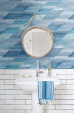 RY30302 bathroom rainbow diagonals striped wallpaper from the Boho Rhapsody collection by Seabrook Designs